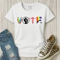 Vote Books Fist Ovaries Lgtbq Women's T-Shirt thumb 3