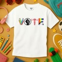 Vote Books Fist Ovaries Lgtbq Kids T-Shirt thumb 3