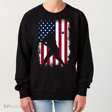 Vintage Baseball Gift American Flag Baseball Lovers Gift Great Gift Women's Sweatshirt