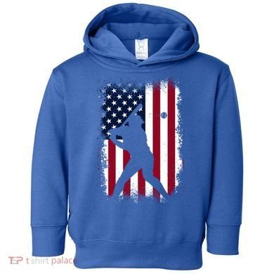 Vintage Baseball Gift American Flag Baseball Lovers Gift Great Gift Toddler Hoodie