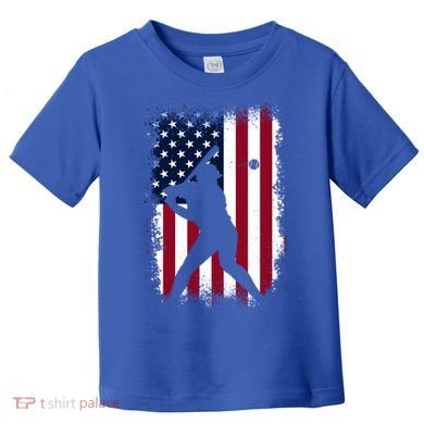 Vintage Baseball Gift American Flag Baseball Lovers Gift Great Gift Toddler T-Shirt