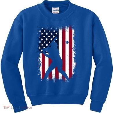 Vintage Baseball Gift American Flag Baseball Lovers Gift Great Gift Kids Sweatshirt