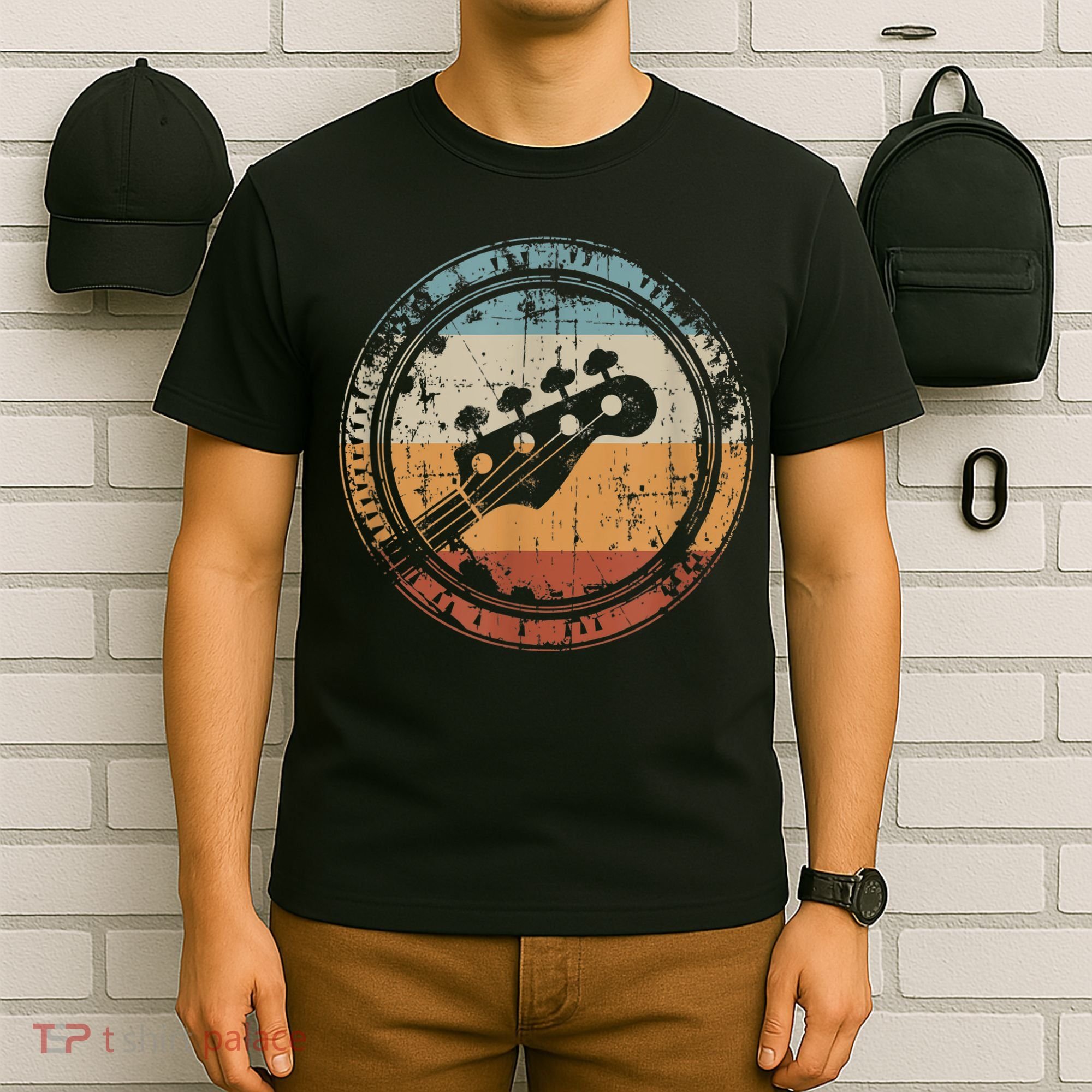 Vintage Bass Guitar Headstock for Bassist and Bass Player T-Shirt