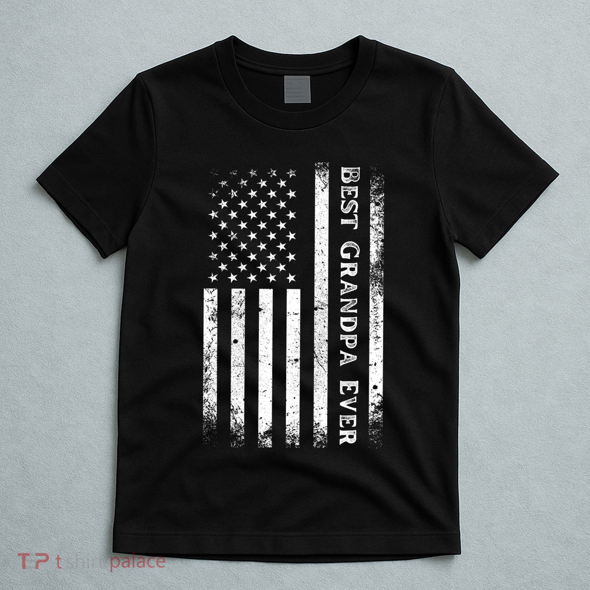 Vintage Best Grandpa Ever Us Flag Funny For Grandfather T-Shirt