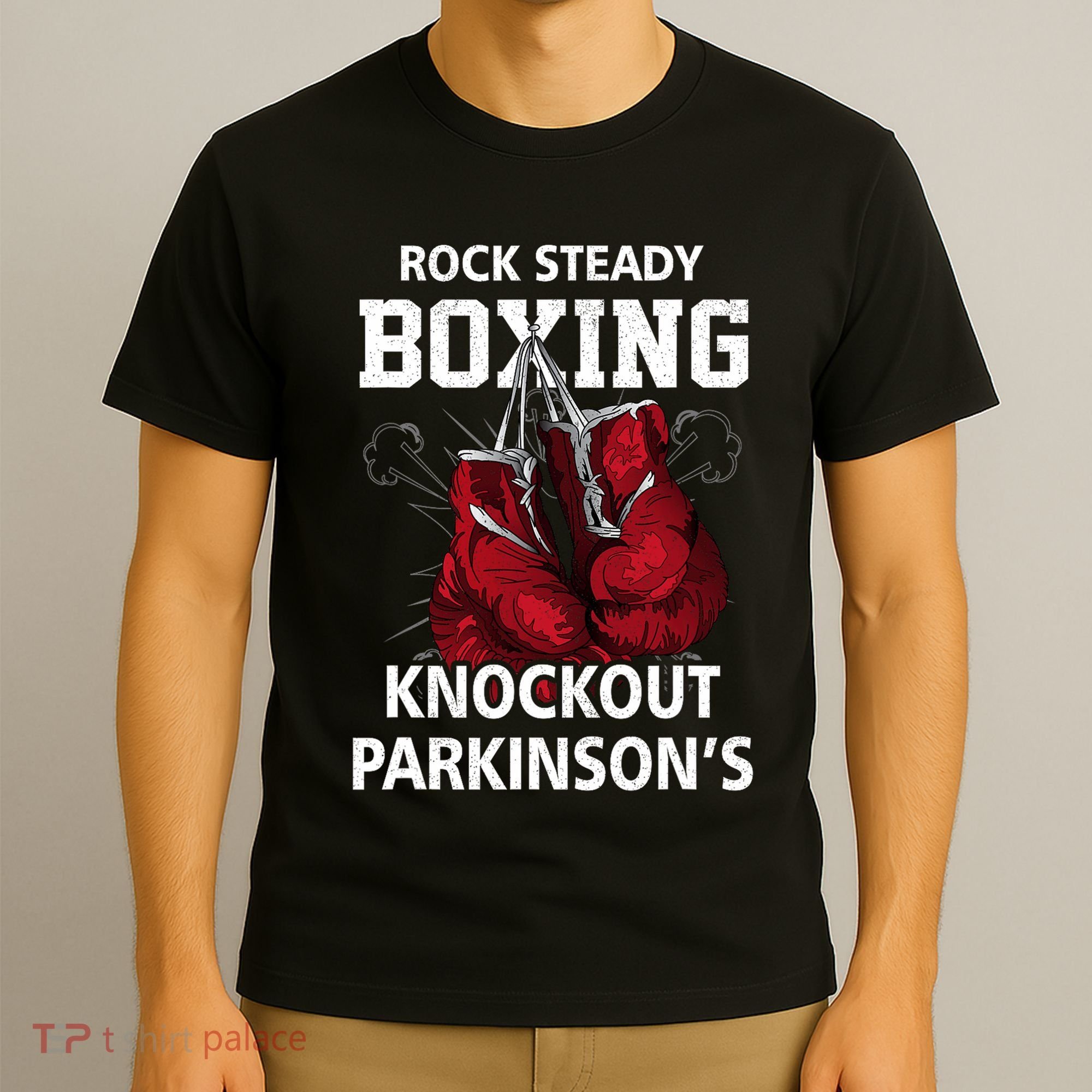 Vintage Boxing Gloves Rock Steadys Boxing Knockout Parkinson T-Shirt