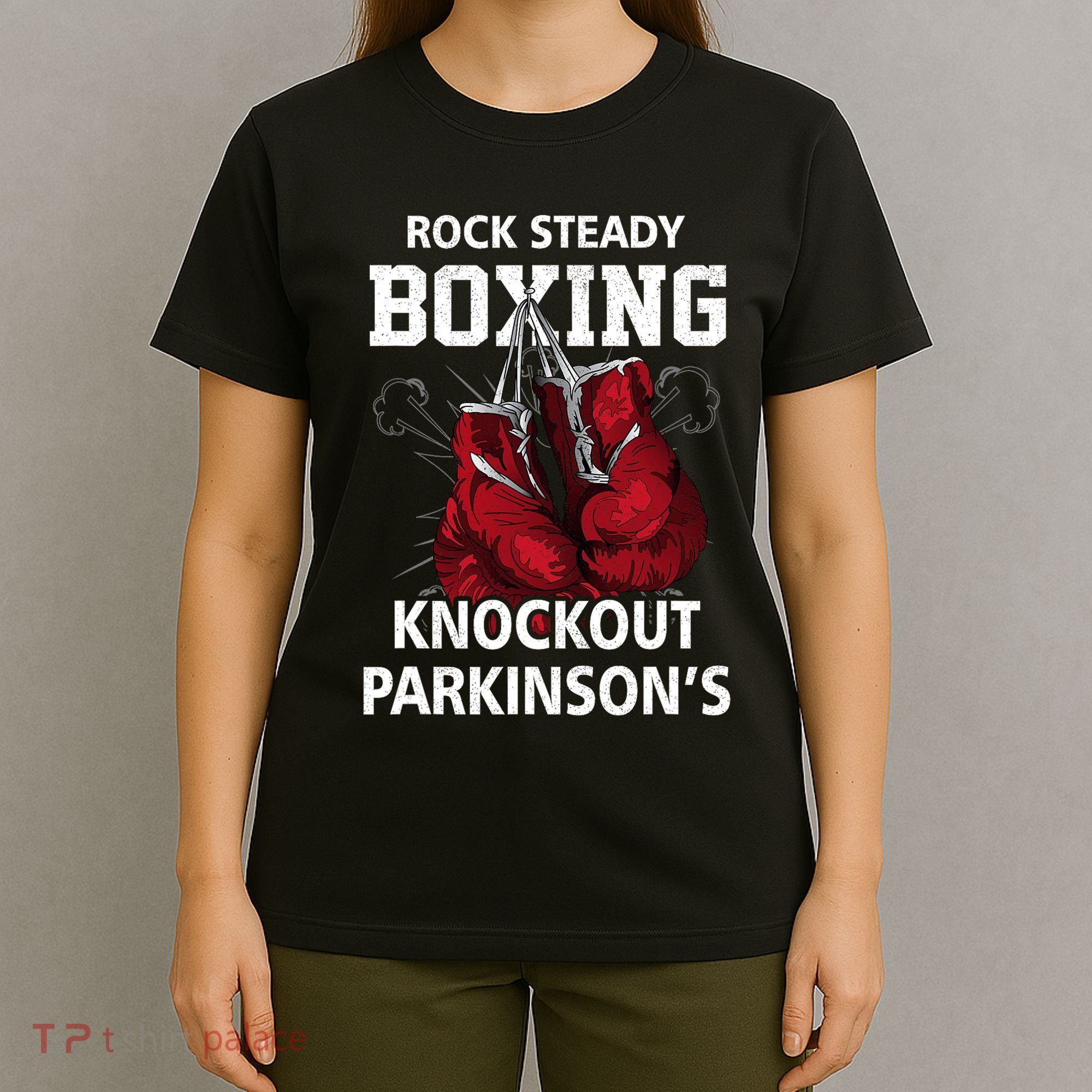 Vintage Boxing Gloves Rock Steadys Boxing Knockout Parkinson T-Shirt