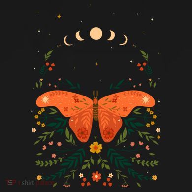 Vintage Boho Garden Moon Moth Bucket Hat