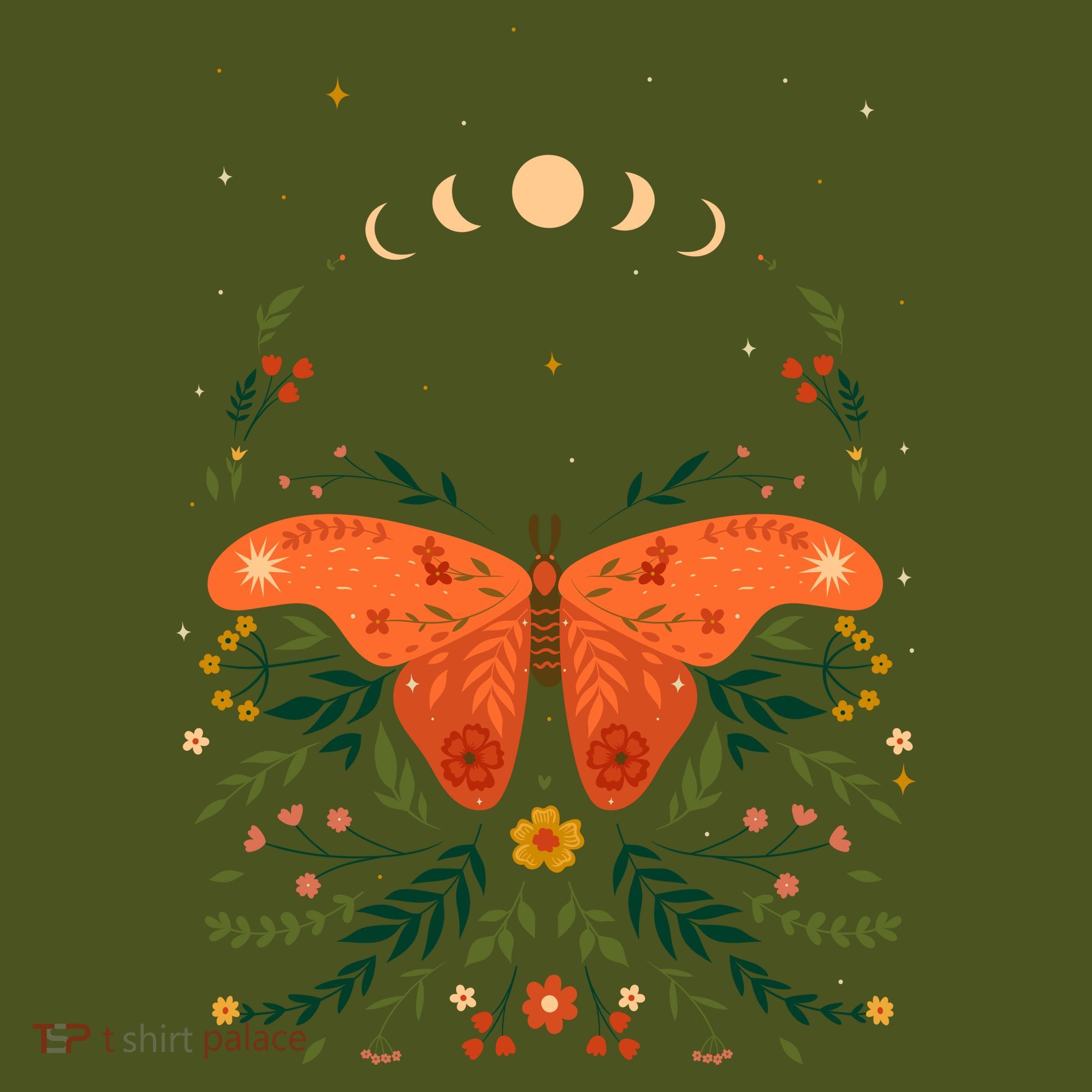 Vintage Boho Garden Moon Moth T-Shirt