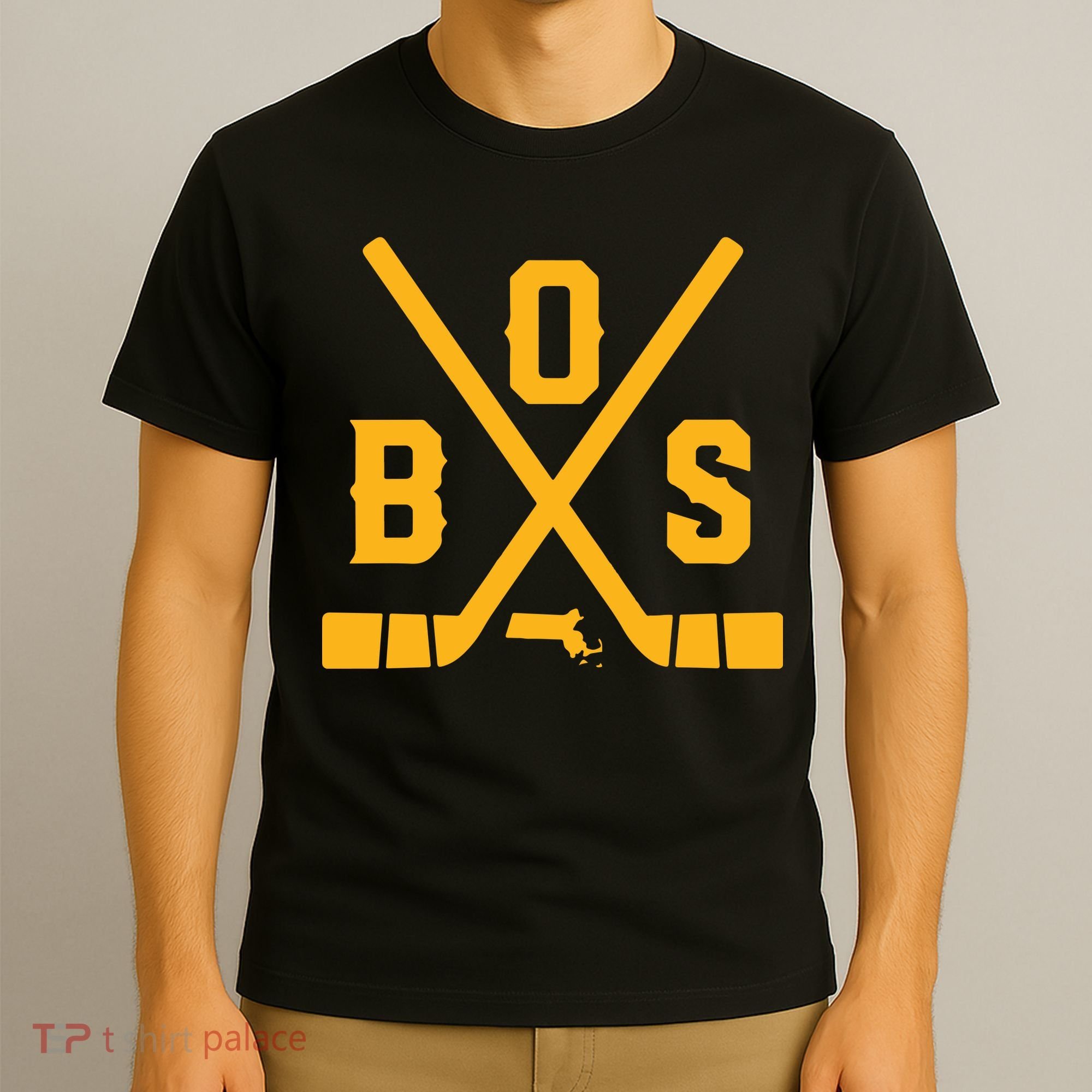 Vintage Boston Hockey Sticks State Outline T-Shirt