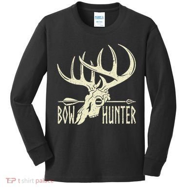 Vintage Bow Hunter American Deer Hunting Archery Kids Long Sleeve Shirt