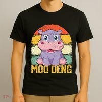 Vintage Baby Hippo Moo Deng Funny Baby Pygmy Moo Deng T-Shirt thumb 3