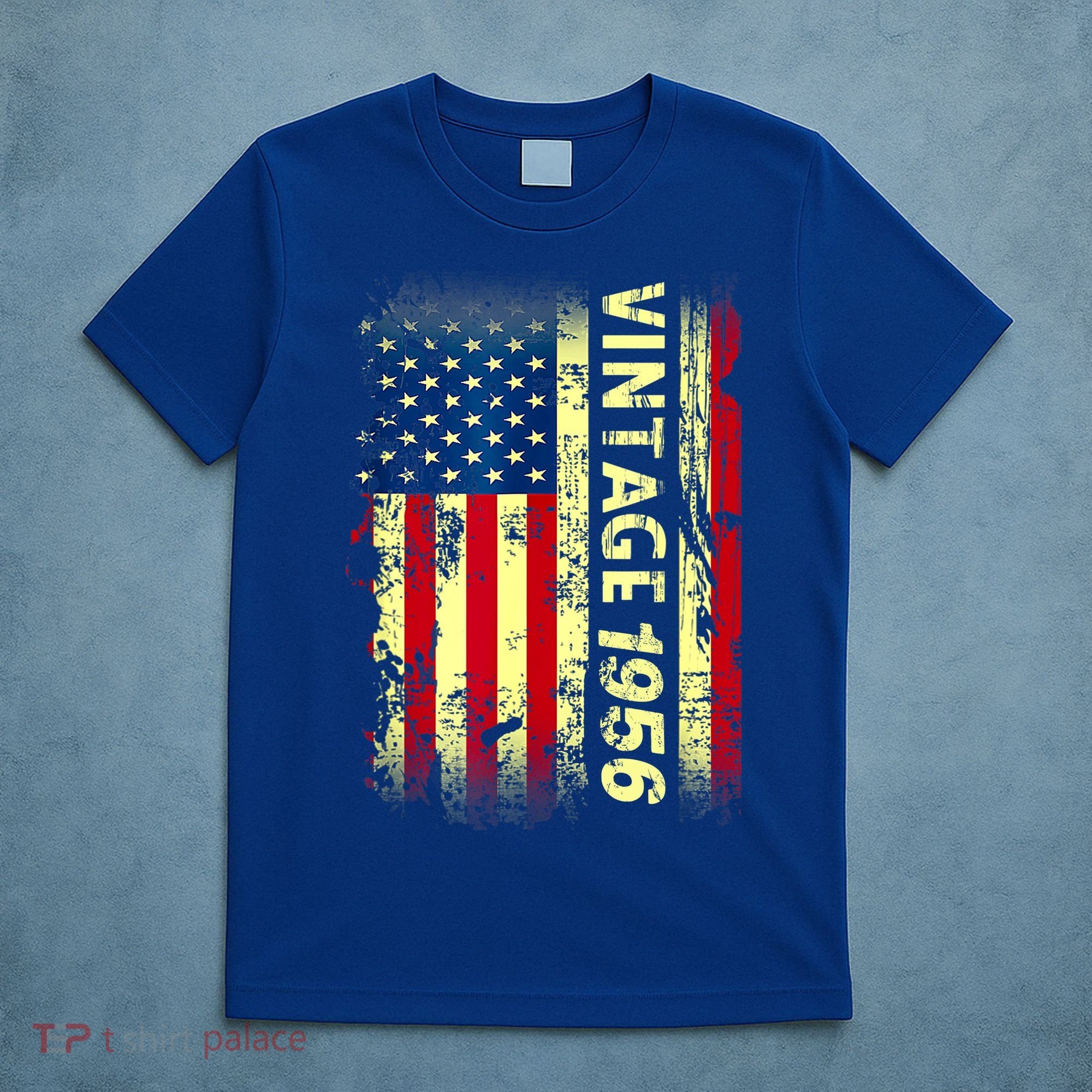 Vintage Born In 1956 Patriotic American Flag Birthday T-Shirt