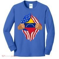 Venezuelan Blood Inside Me Venezuela Flag Gift Kids Long Sleeve Shirt thumb 0