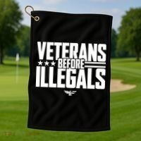 Veterans Before Illegals Golf Towel thumb 1