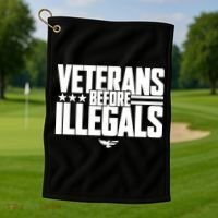 Veterans Before Illegals Golf Towel thumb 1