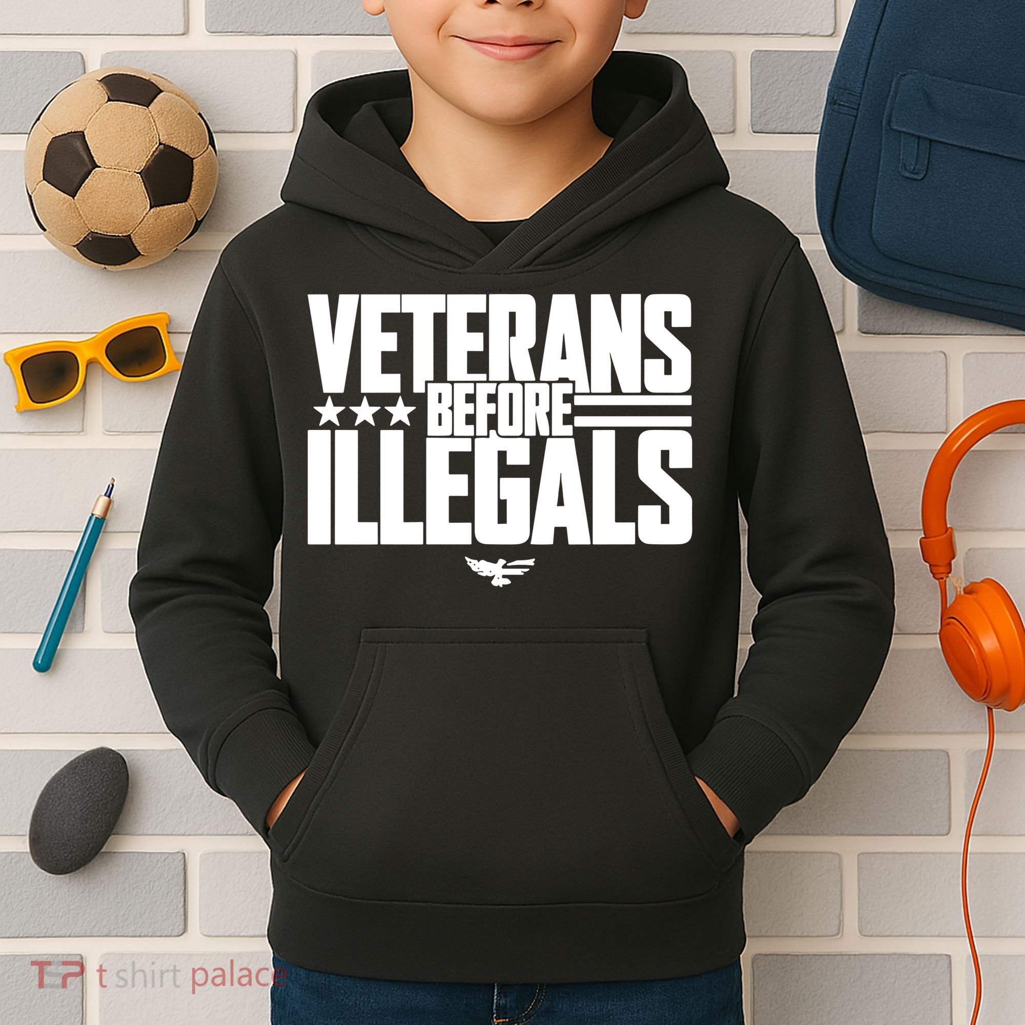 Veterans Before Illegals Kids Hoodie