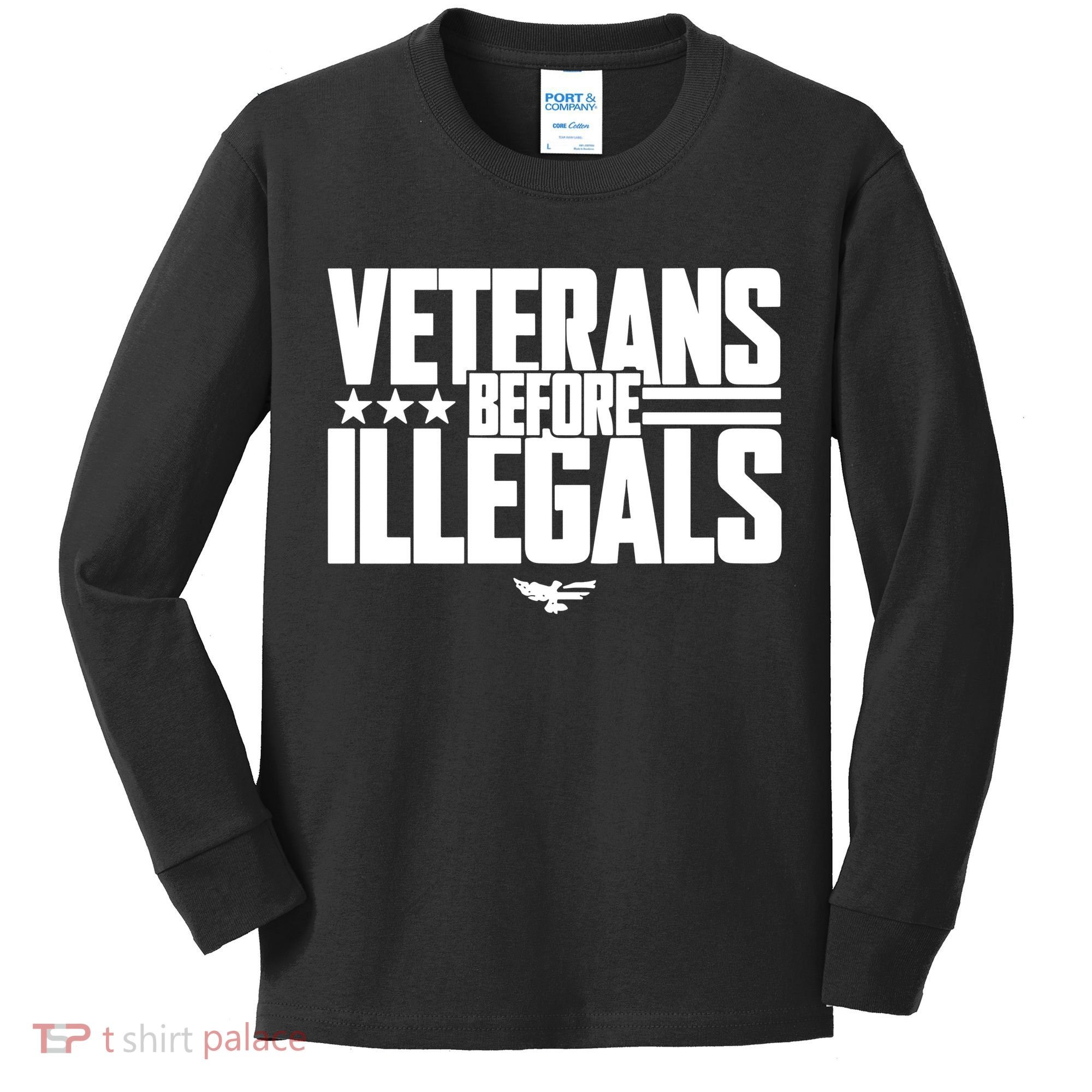 Veterans Before Illegals Kids Long Sleeve Shirt
