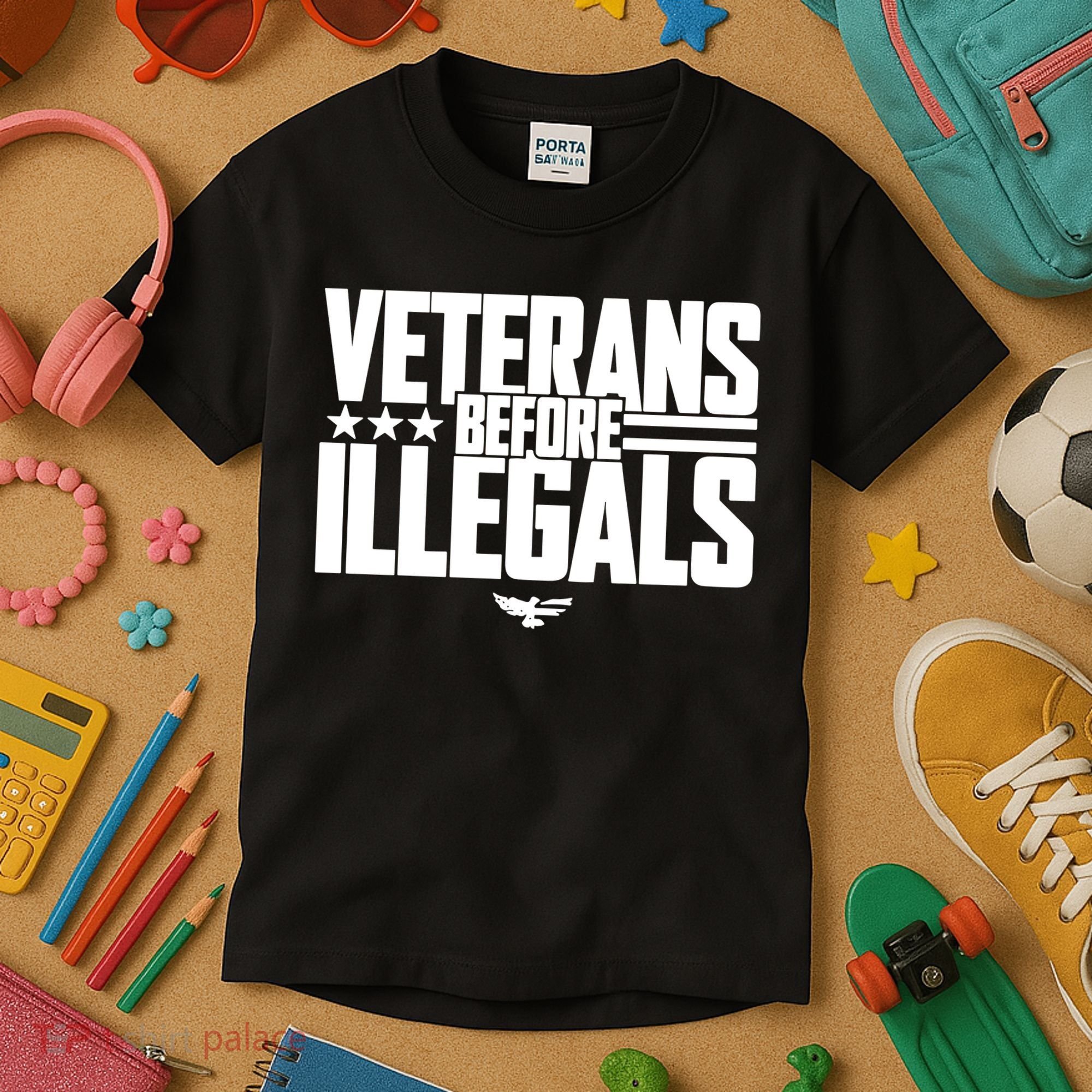 Veterans Before Illegals Kids T-Shirt