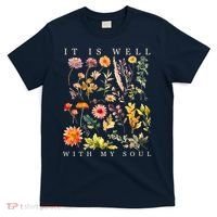 Vintage Boho It Is Well With My Soul Floral Wild Flowers T-Shirt thumb 0