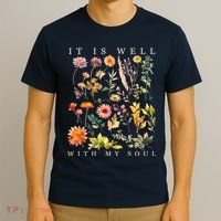Vintage Boho It Is Well With My Soul Floral Wild Flowers T-Shirt thumb 3