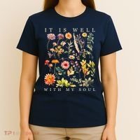 Vintage Boho It Is Well With My Soul Floral Wild Flowers T-Shirt thumb 4