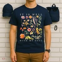 Vintage Boho It Is Well With My Soul Floral Wild Flowers T-Shirt thumb 6