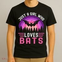 Vintage Bat Just A Girl Who Loves Bats Funny Bat Halloween T-Shirt thumb 3