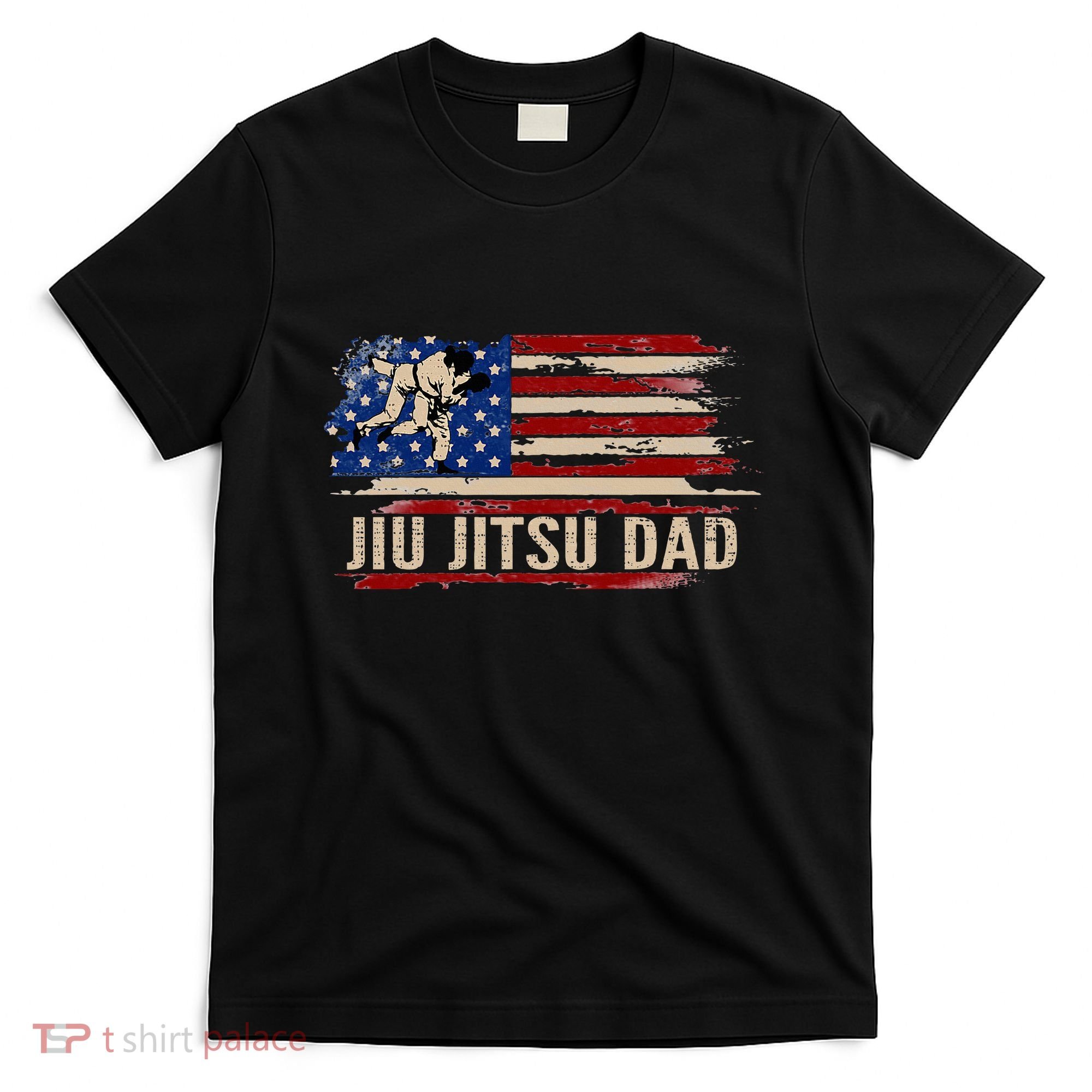 Vintage Bjj Jiujitsu Dad American Usa Flag Sports T-Shirt