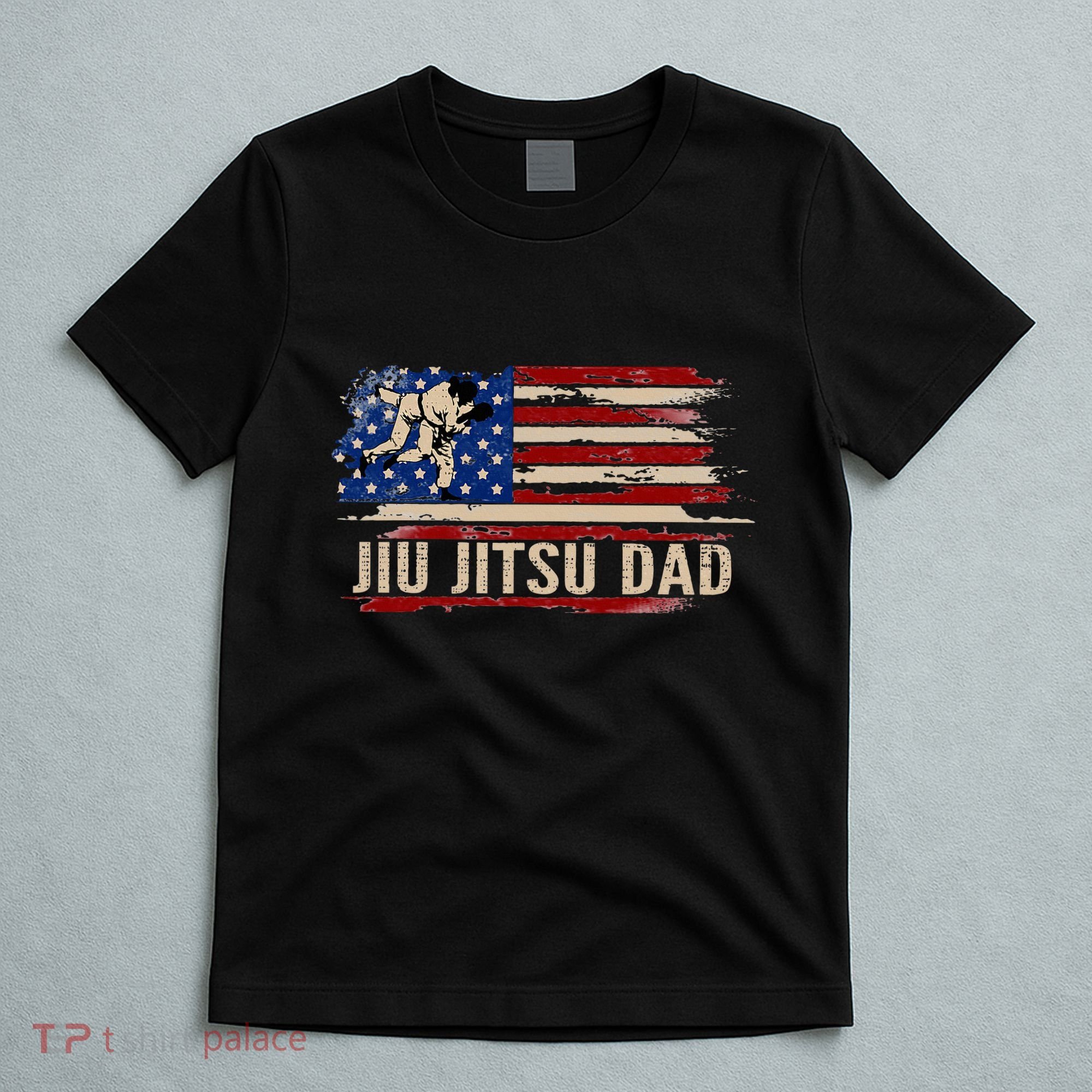 Vintage Bjj Jiujitsu Dad American Usa Flag Sports T-Shirt