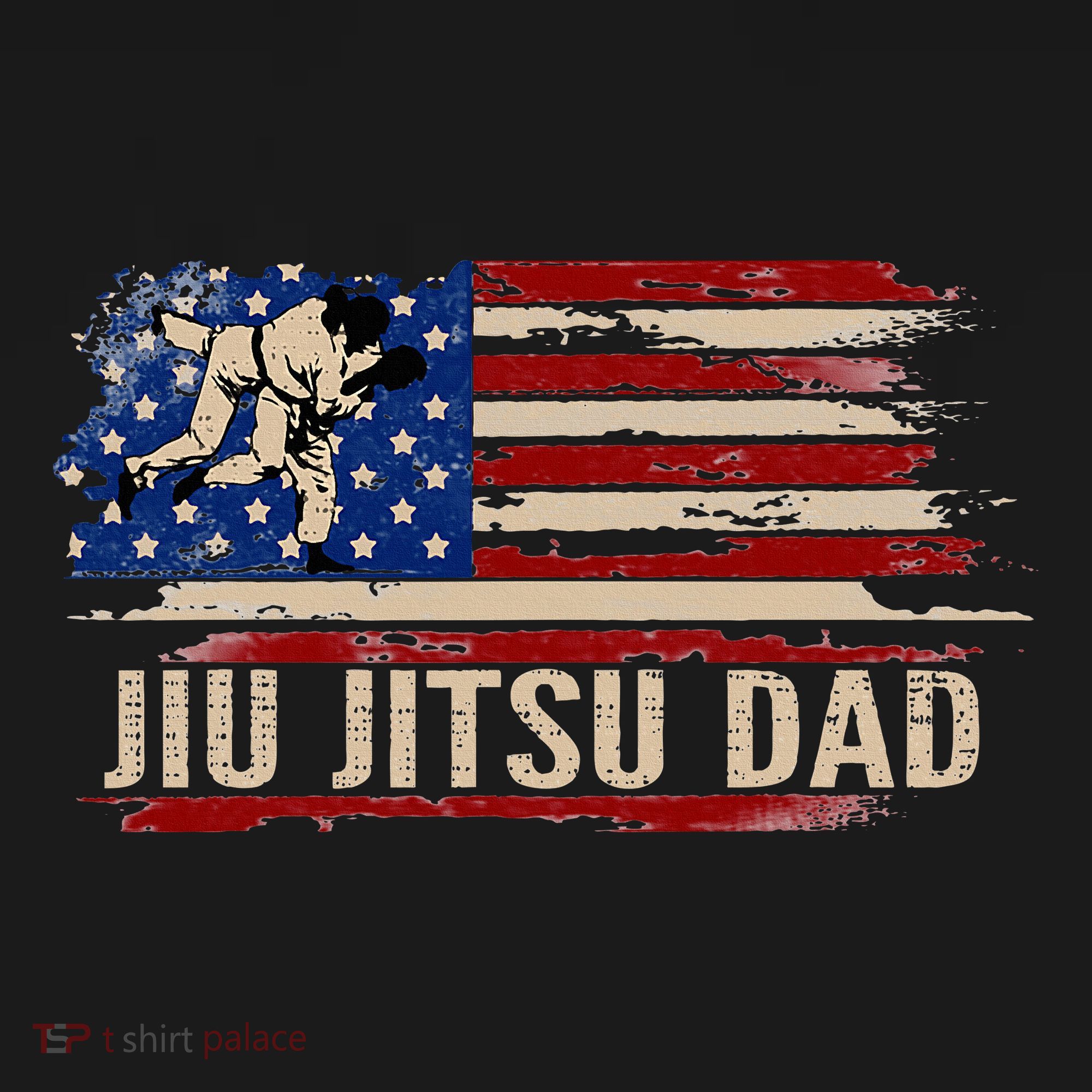 Vintage Bjj Jiujitsu Dad American Usa Flag Sports T-Shirt