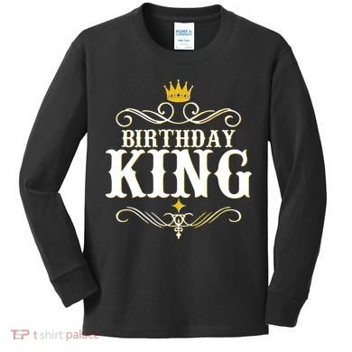 Vintage Birthday King Kids Long Sleeve Shirt
