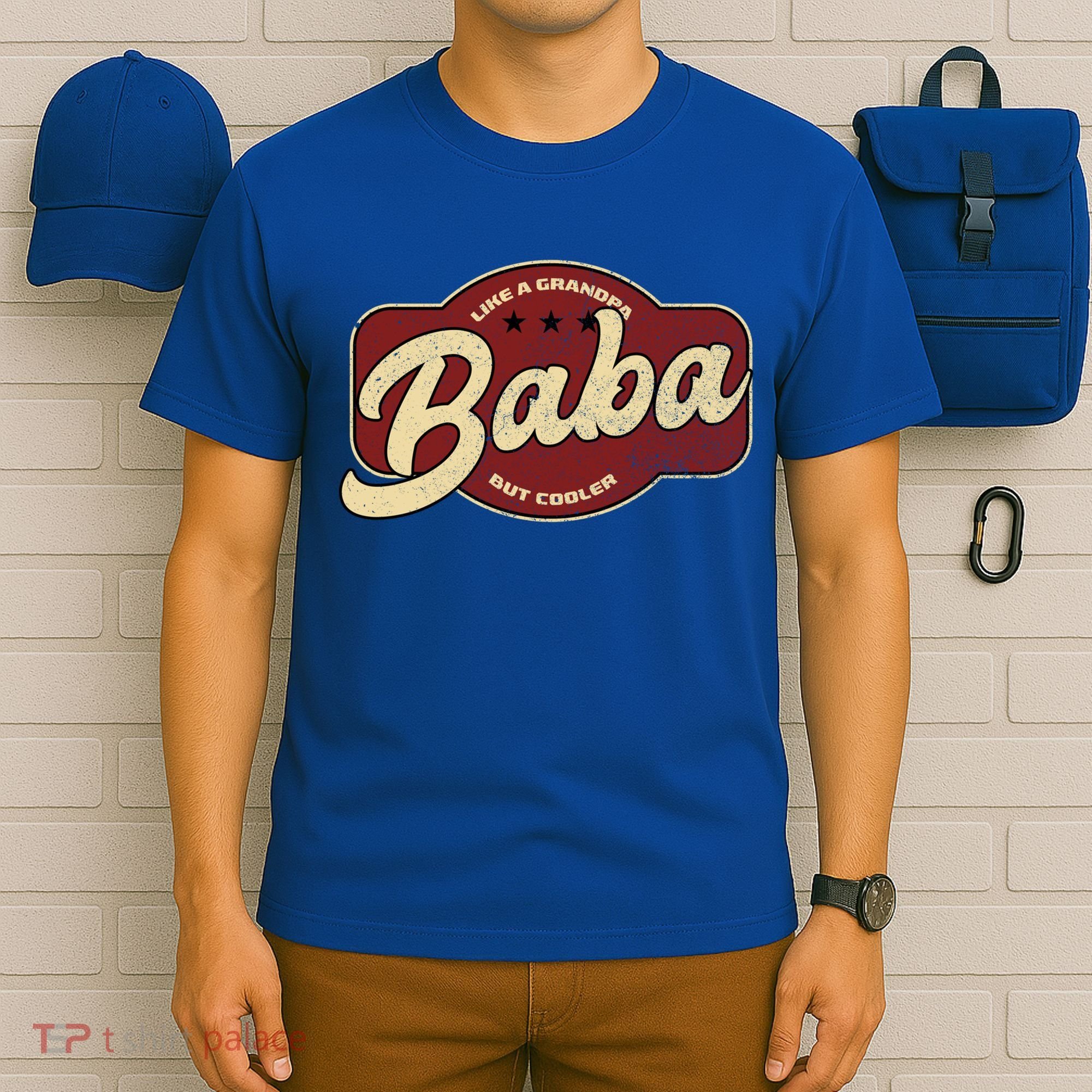 Vintage Baba Like A Grandpa But Cooler Gift Baba Arabic Gift T-Shirt