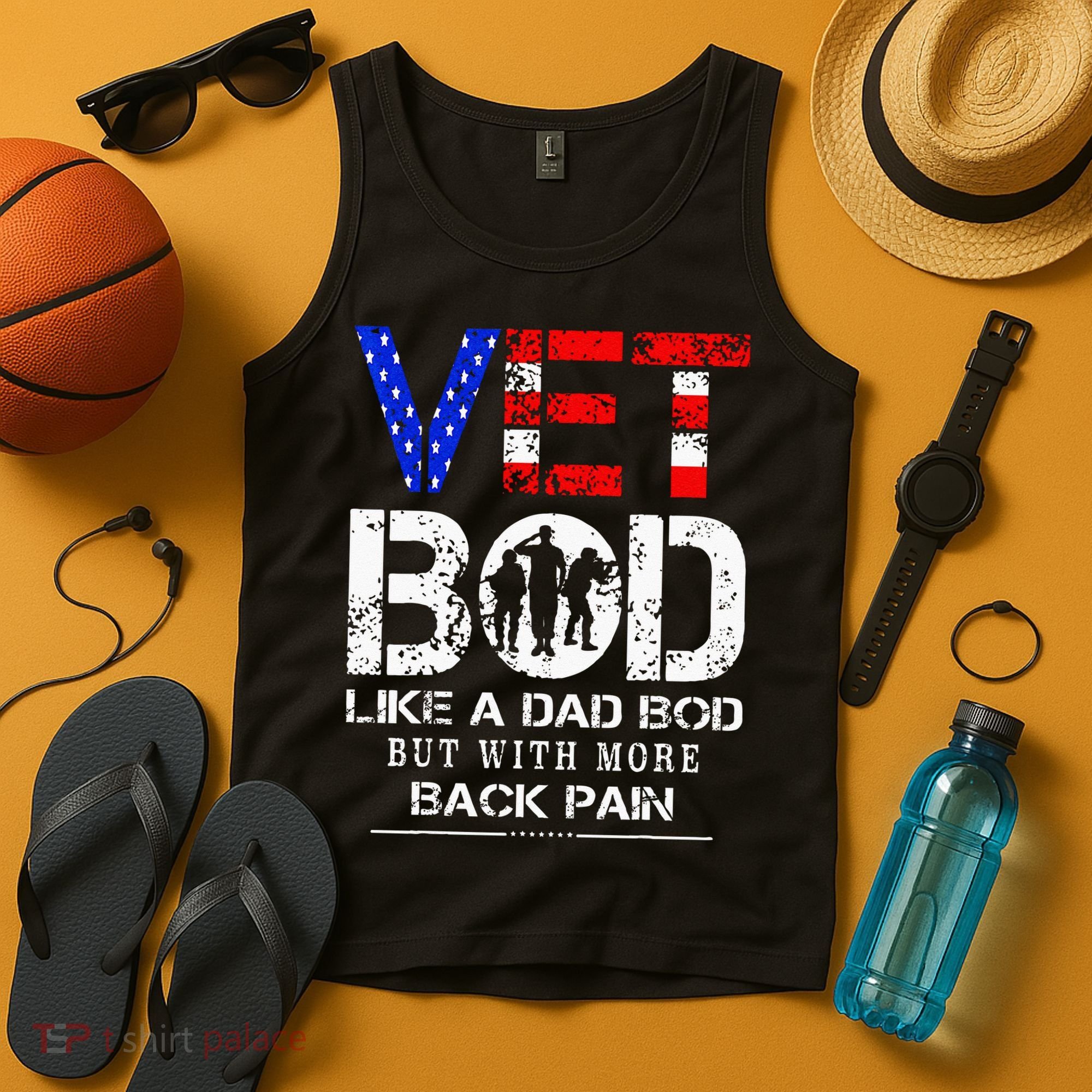 Vet Bod Like Dad Bod But With More Back Pain Veterans Day Tank Top