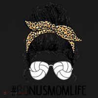 Volleyball Bonus Mom Life Messy Bun Leopard Mother’S Day Cute Gift Women's Hoodie thumb 2
