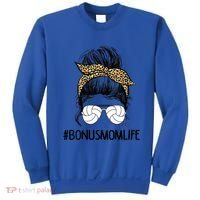 Volleyball Bonus Mom Life Messy Bun Leopard Mother’S Day Cute Gift Sweatshirt thumb 0