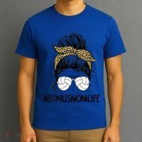 Volleyball Bonus Mom Life Messy Bun Leopard Mother’S Day Cute Gift T-Shirt thumb 3