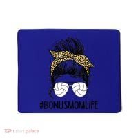 Volleyball Bonus Mom Life Messy Bun Leopard Mother’S Day Cute Gift Mousepad thumb 0