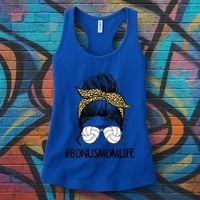 Volleyball Bonus Mom Life Messy Bun Leopard Mother’S Day Cute Gift Women's Tank Top thumb 3