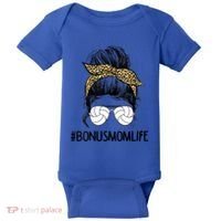 Volleyball Bonus Mom Life Messy Bun Leopard Mother’S Day Cute Gift Baby Bodysuit thumb 0