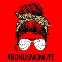 Volleyball Bonus Mom Life Messy Bun Leopard Mother’S Day Cute Gift Santa Hat thumb 1
