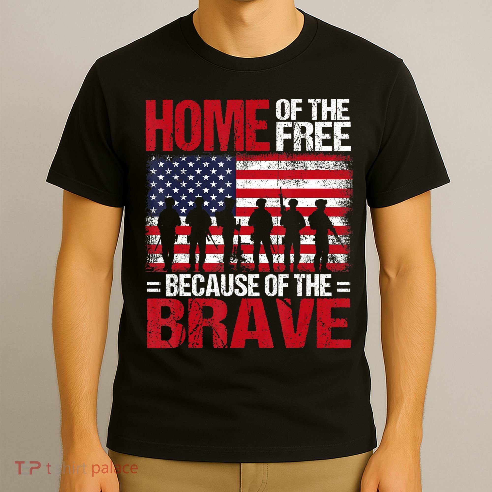 Vintage Because Of The Brave Veteran 4Th Of July T-Shirt