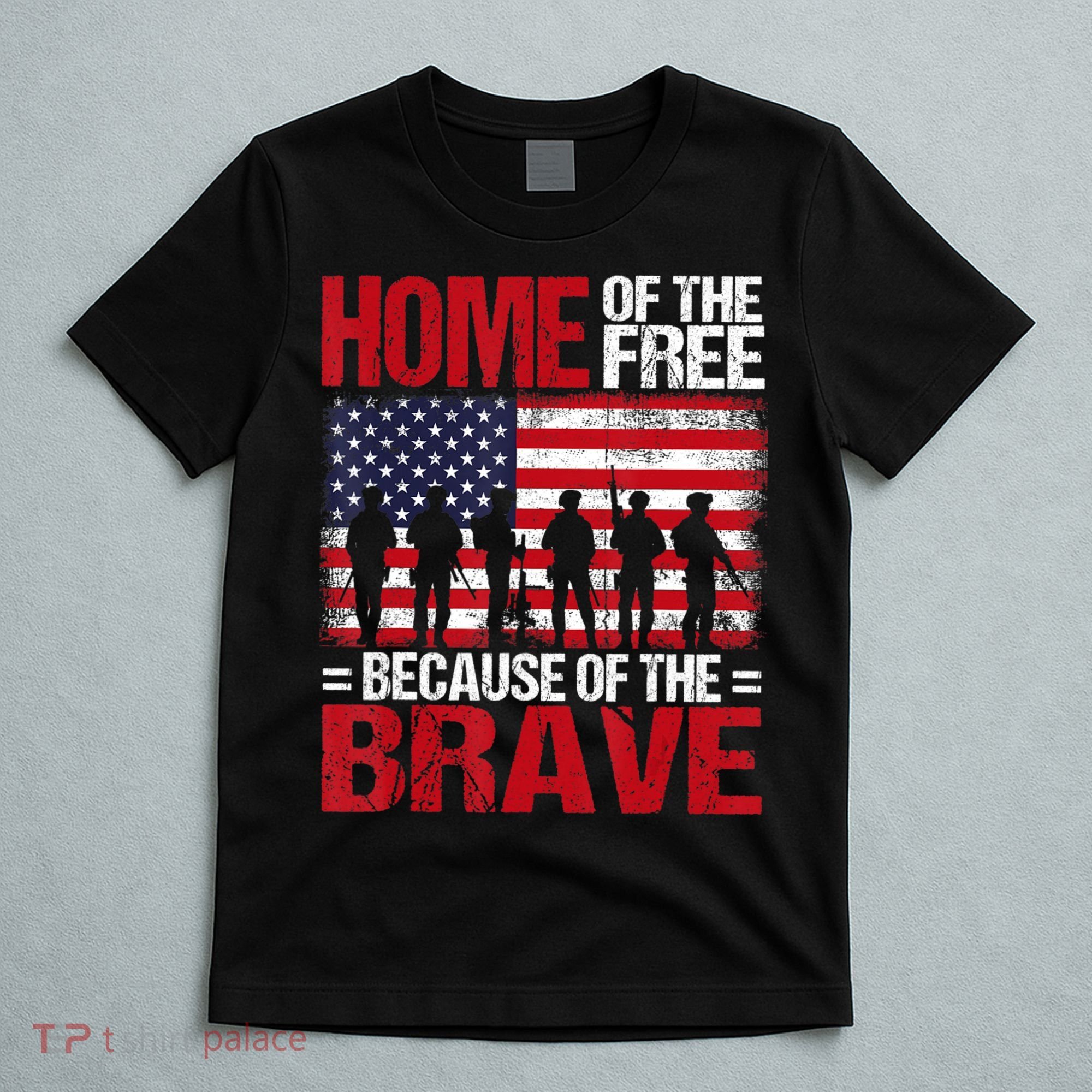 Vintage Because Of The Brave Veteran 4Th Of July T-Shirt
