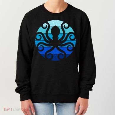 Vintage Blue Octopus Emblem Women's Sweatshirt