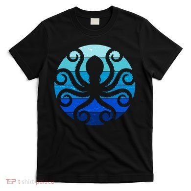 Vintage Blue Octopus Emblem T-Shirt