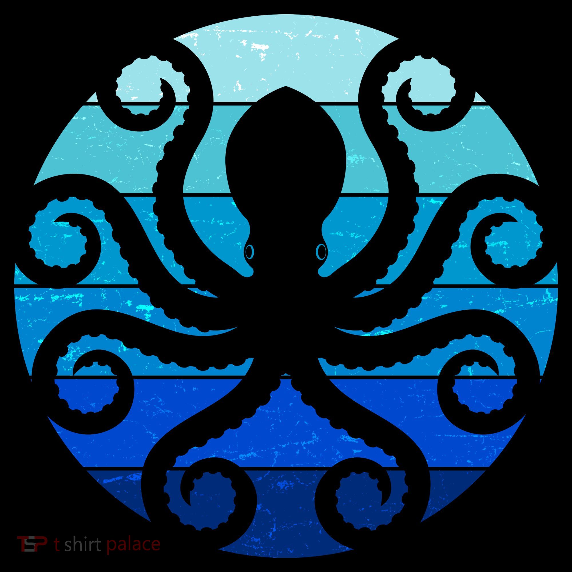 Vintage Blue Octopus Emblem T-Shirt