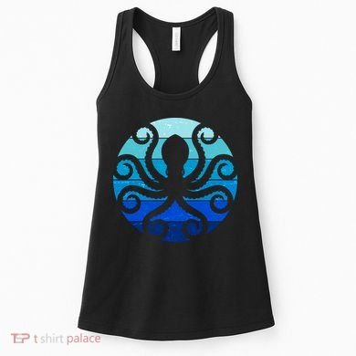 Vintage Blue Octopus Emblem Women's Tank Top