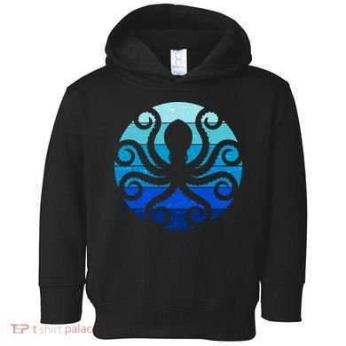 Vintage Blue Octopus Emblem Toddler Hoodie