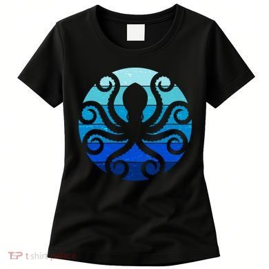 Vintage Blue Octopus Emblem Women's T-Shirt