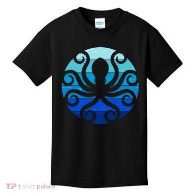Vintage Blue Octopus Emblem Kids T-Shirt