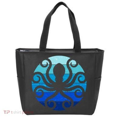 Vintage Blue Octopus Emblem Tote Bag